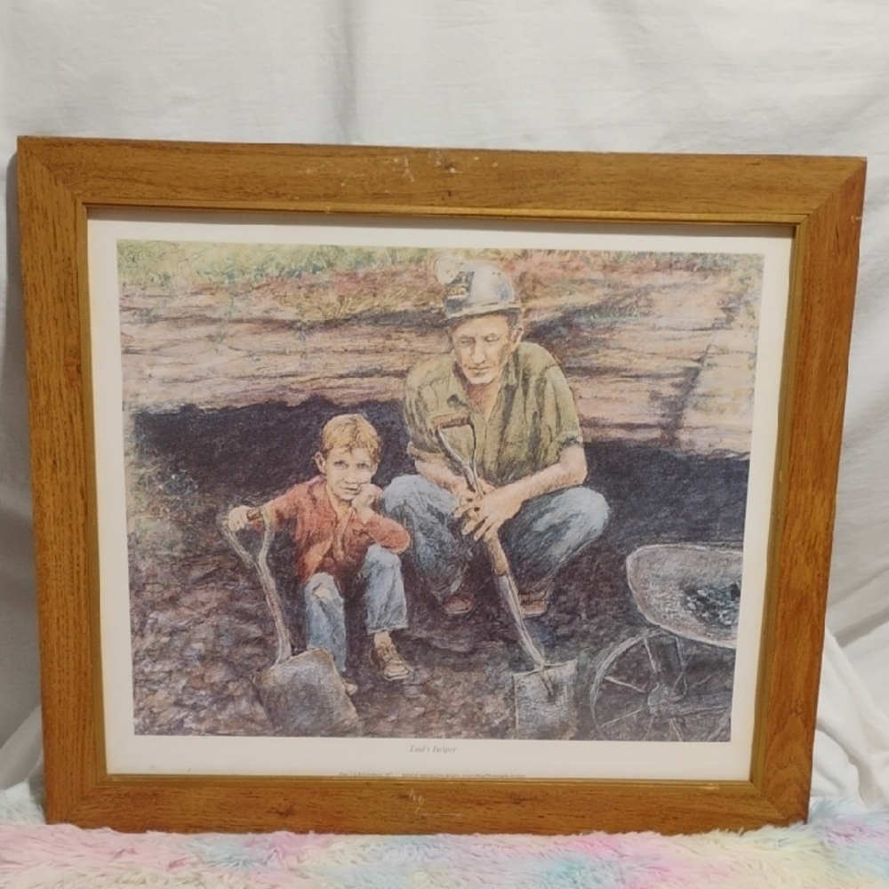 SUPER RARE! Brett Johnson Dad's Helper Coal Miner & Son Picture